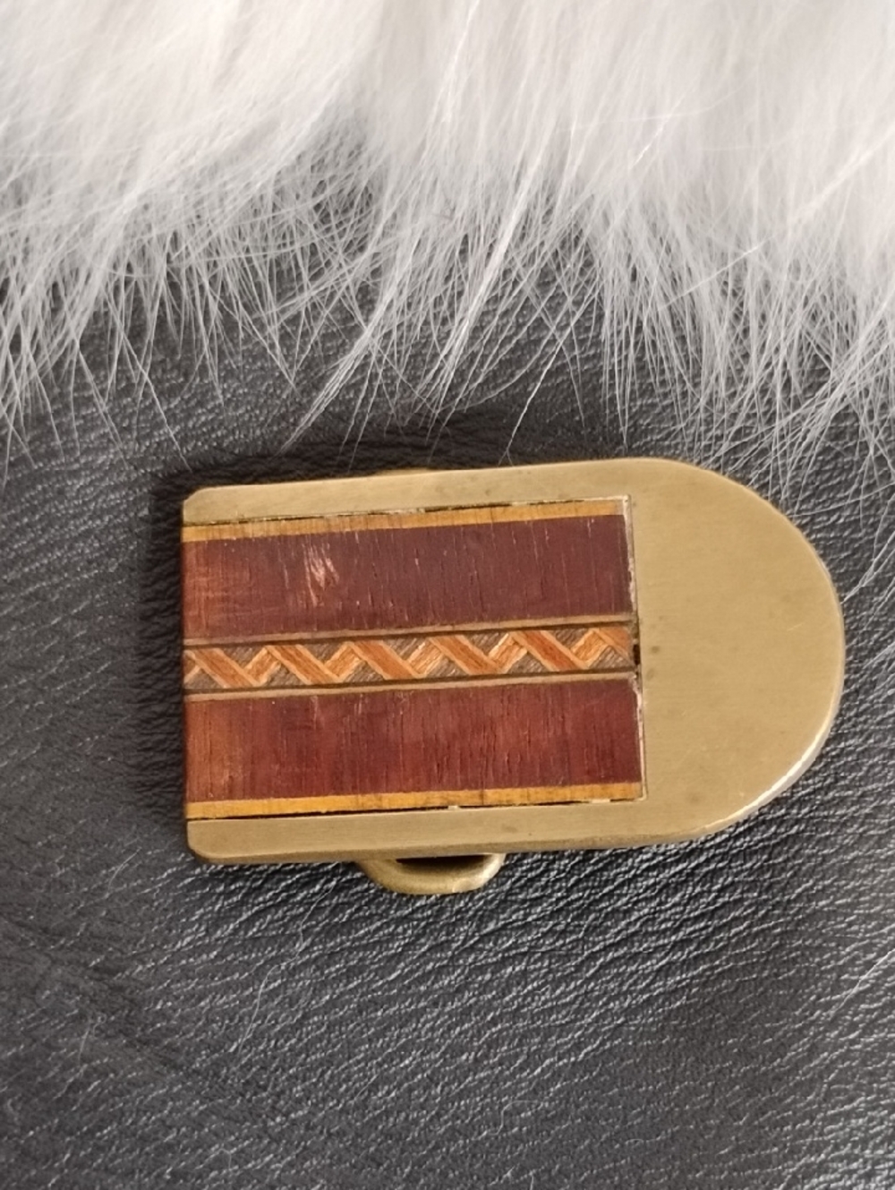 Hand Crafted Brown and Gold Decorative Belt Clip